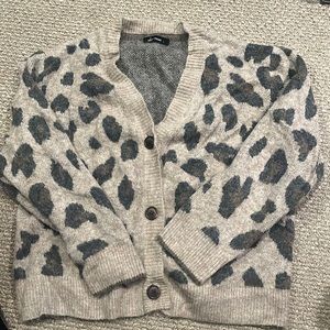 Leopard long sleeve button down cardigan